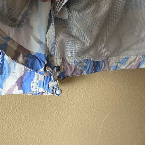 Eddie Bauer Jacket Womens PXL Windpac Peak Blue Marble‎ Shell Hooded Waist pack - Picture 6 of 13